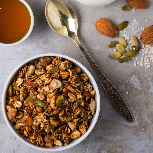 Granola super protéiné à la PVT, amandes et graines de citrouille