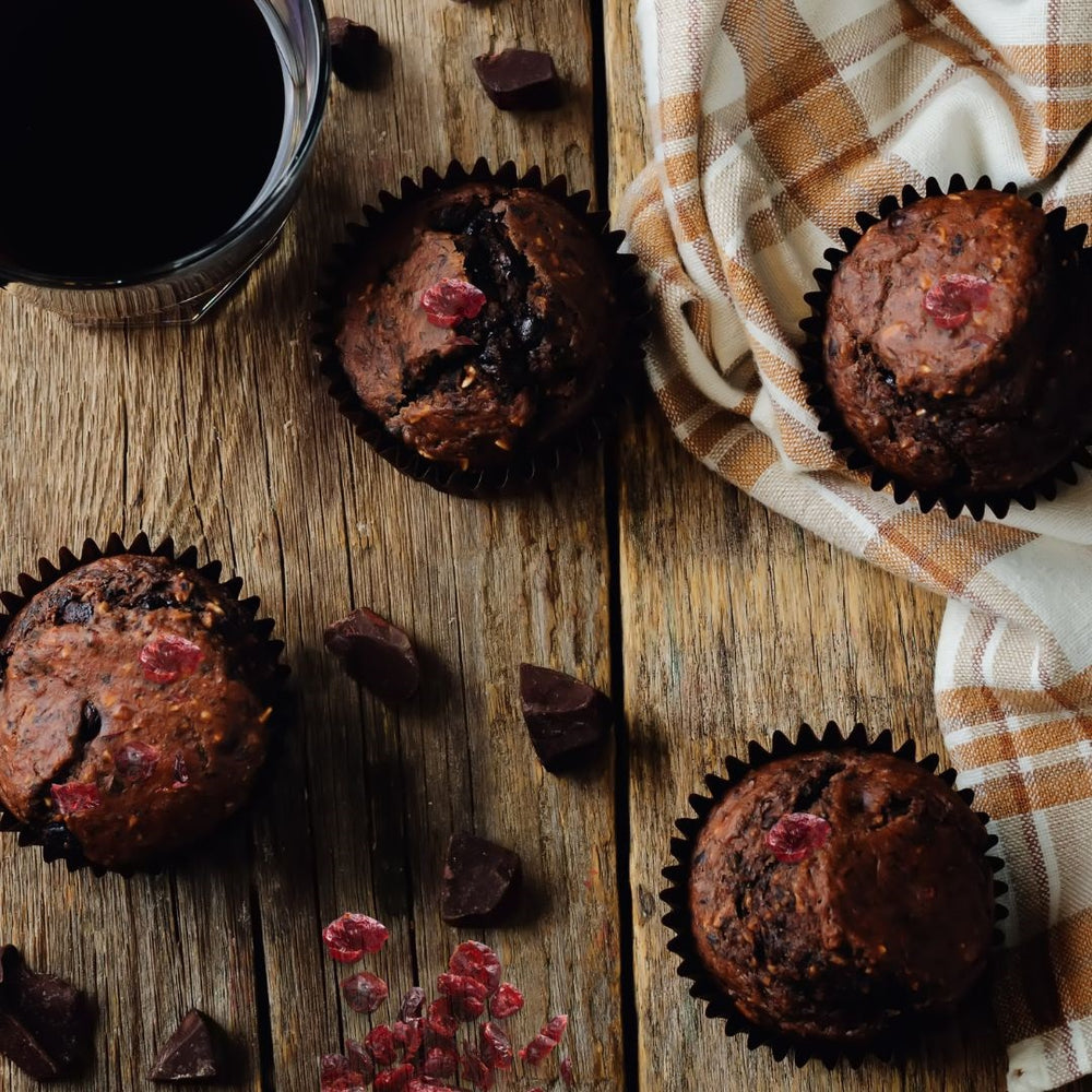 Muffins protéinés chocolat et canneberges